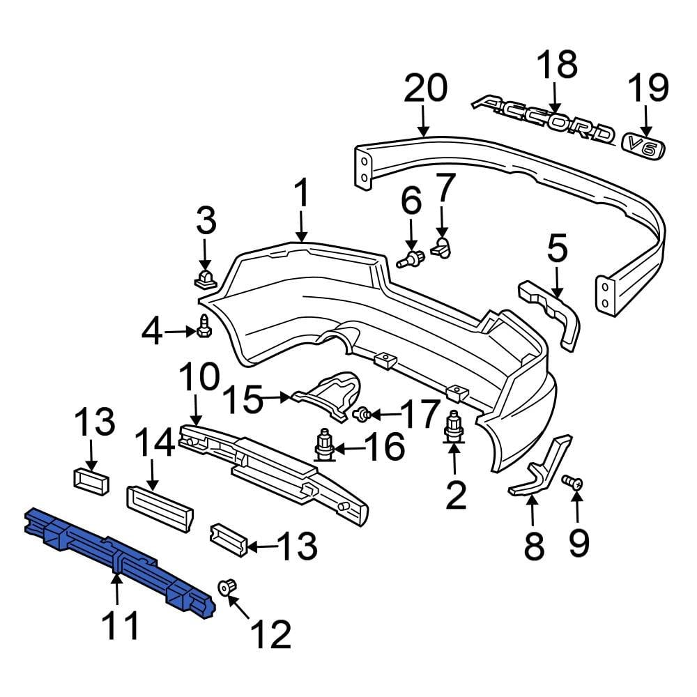 Honda OE 71530SDNA01ZZ - Rear Bumper Cover Reinforcement Beam