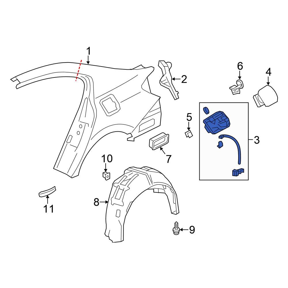 Honda OE 74480T3W000 - Rear Fuel Filler Housing