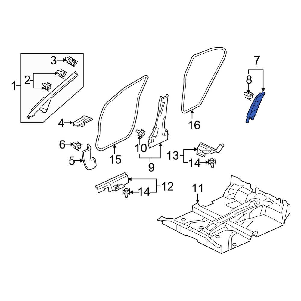 Honda OE 84161SNAA01ZE Left Upper Door Pillar Post Trim Set