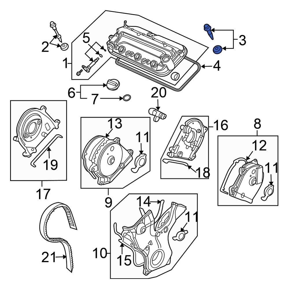 Honda OE 90012P8AA00 Inner Engine Valve Cover Bolt