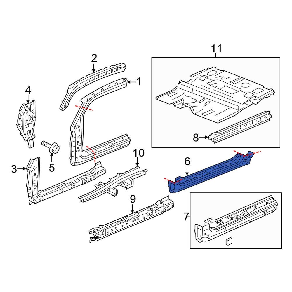 Honda OE 04631SCVA02ZZ Right Outer Rocker Panel