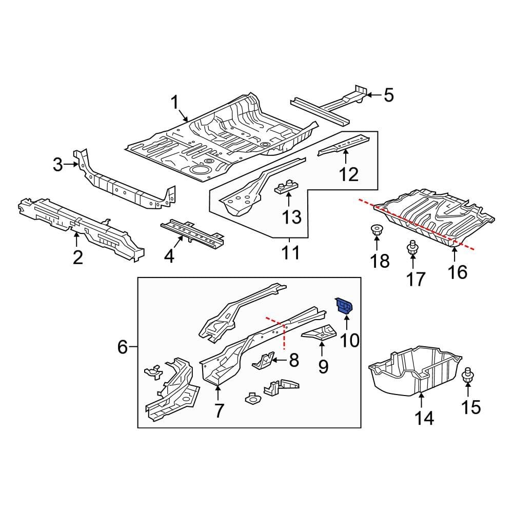 Honda OE 60822TLAA00ZZ - Front Right Frame Rail End