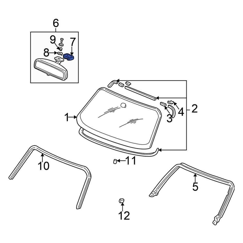 Honda OE 76408S2A003ZA Front Interior Rear View Mirror Cover