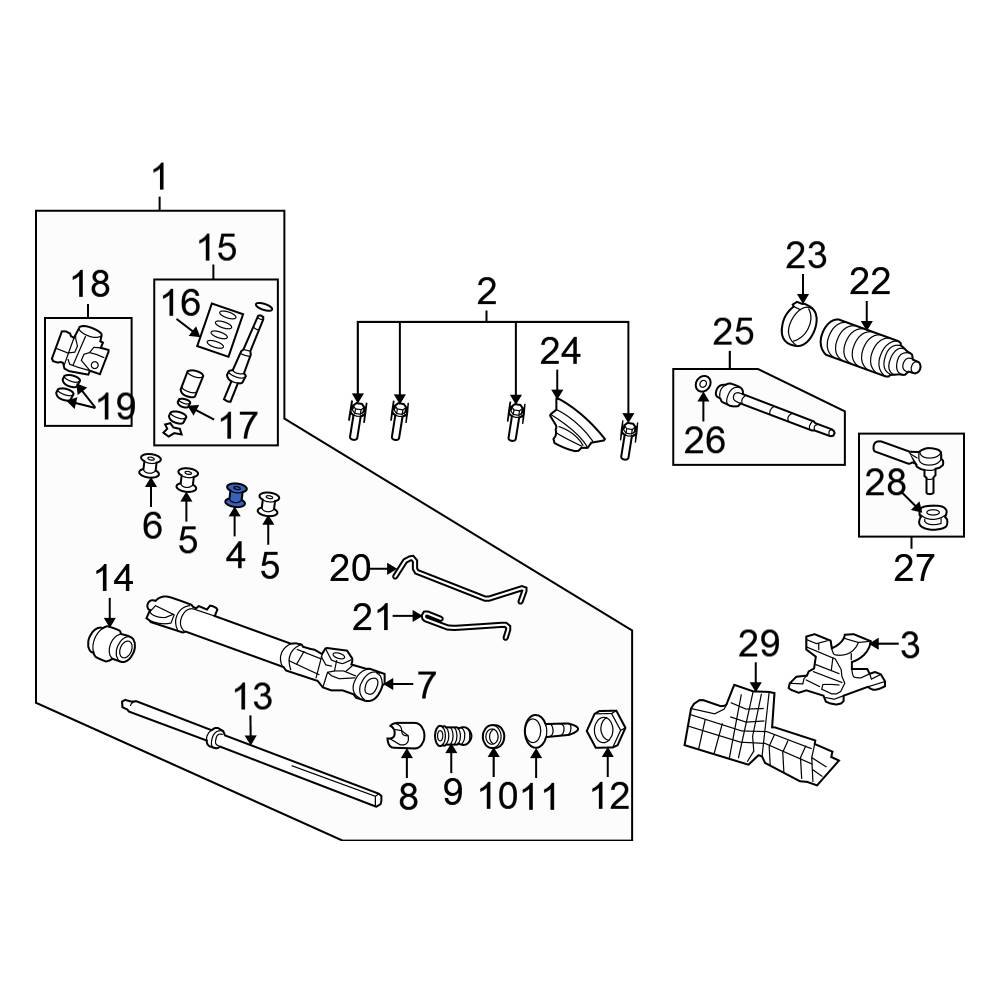 Honda OE 53685SEPA01 Front Left Rack and Pinion Mount Bushing