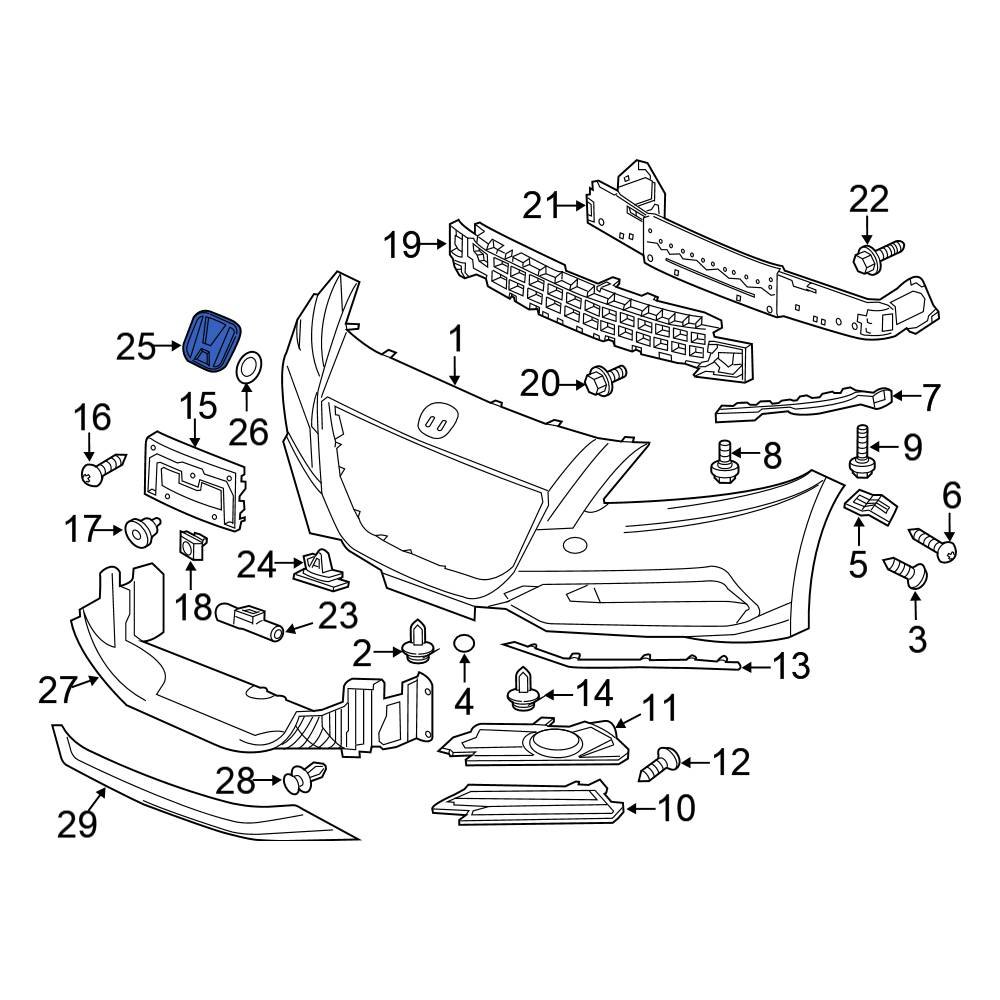 Honda OE 75700SZTG01 Front Bumper Cover Emblem