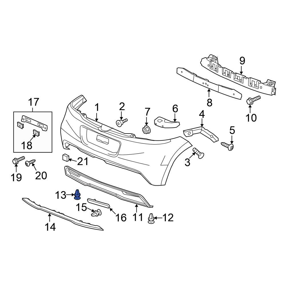 Honda OE 91505S9A003 - Radiator Support Splash Shield Clip