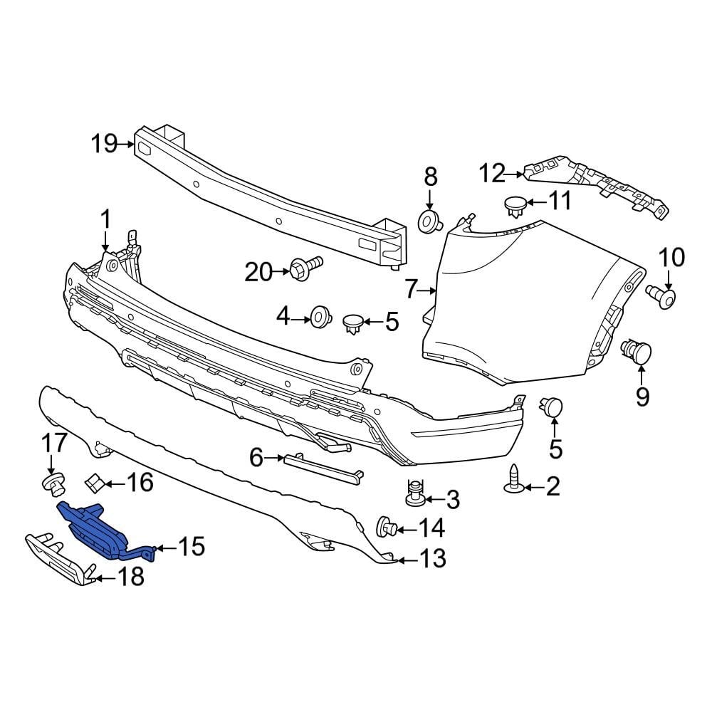Honda OE 715413D4A00 Right Lower Bumper Molding Bracket