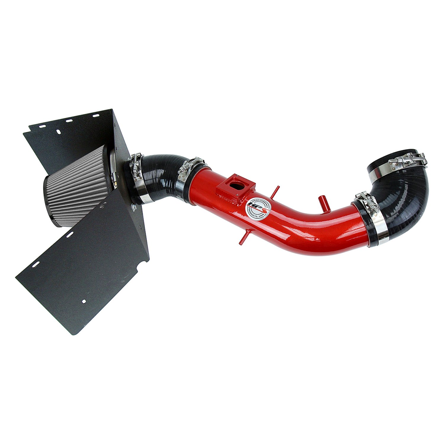 HPS® 827690R Aluminum Powder Coated Red Short Ram Air Intake System
