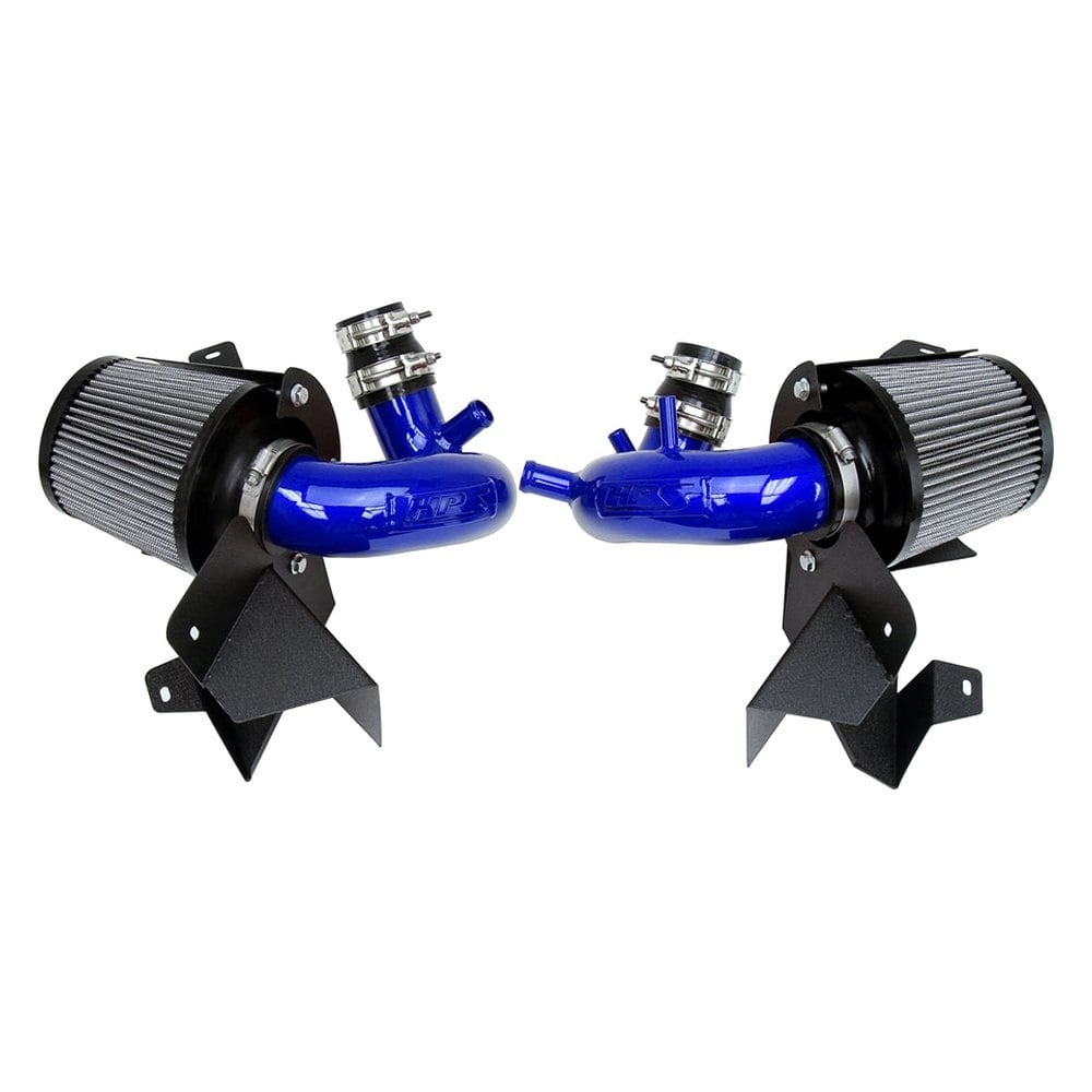 HPS® 827-703BL - Aluminum Powder Coated Blue Short Ram Air Intake System