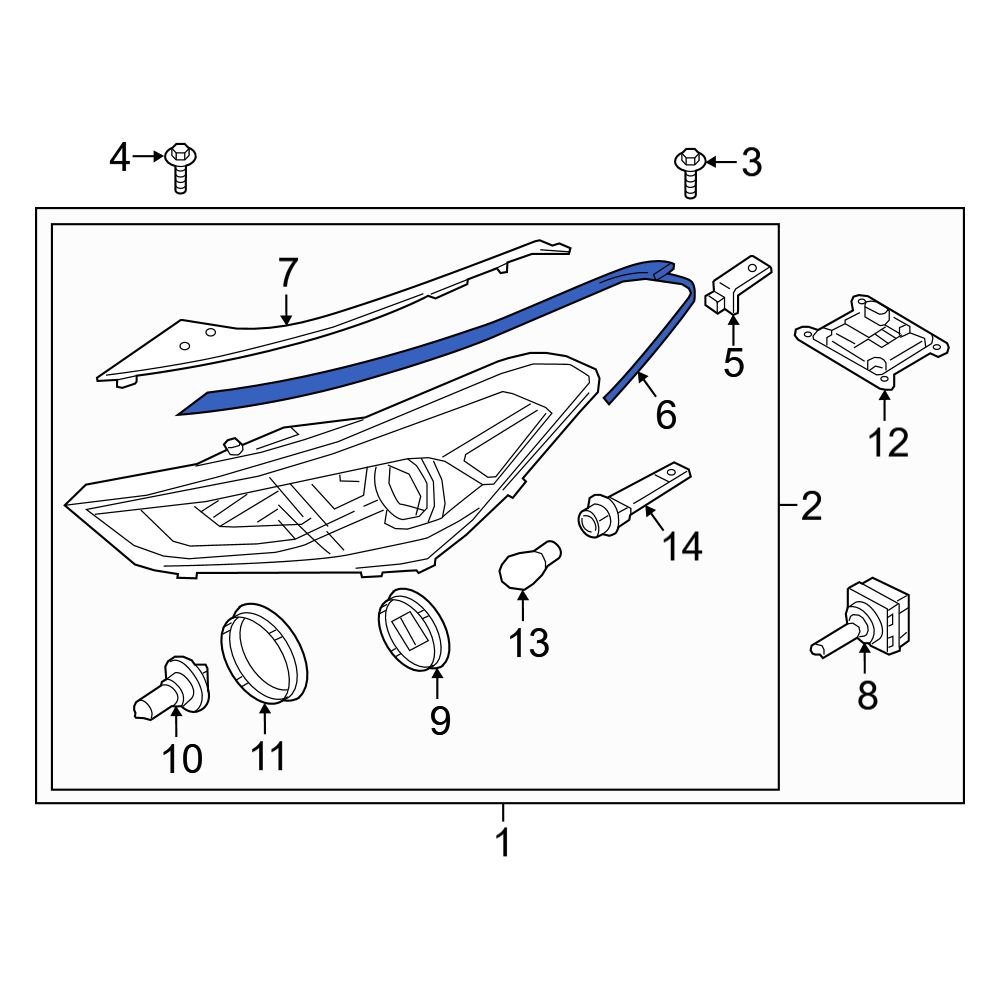 Hyundai OE 92181D3050 Front Left Headlight Molding