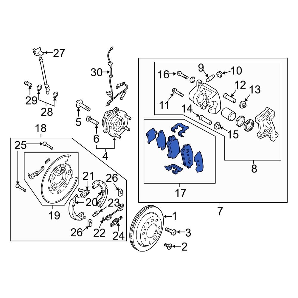 Genuine 58302-1RA30 Rear Disc Brake Pad Kit For Kia Rio 2012-2017