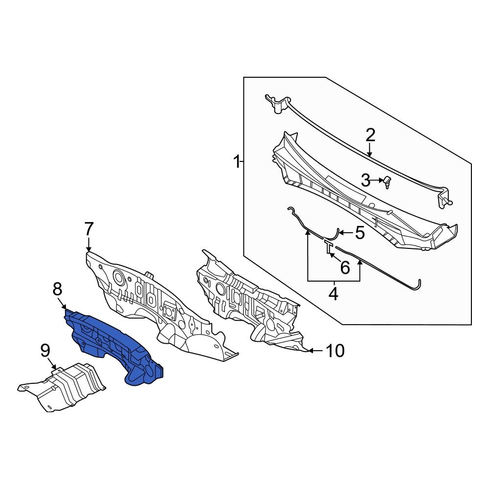 Hyundai OE 84124K5000 - Front Upper Outer Engine Compartment Insulation