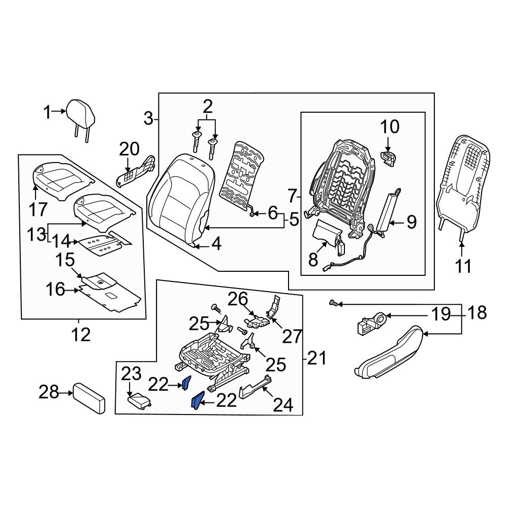 Hyundai OE 88185GI000NNB Front Left Outer Seat Track Cover