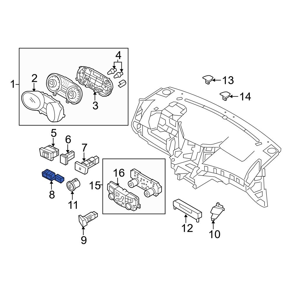 Hyundai OE 937003S000YDA Trunk Lid Release Switch