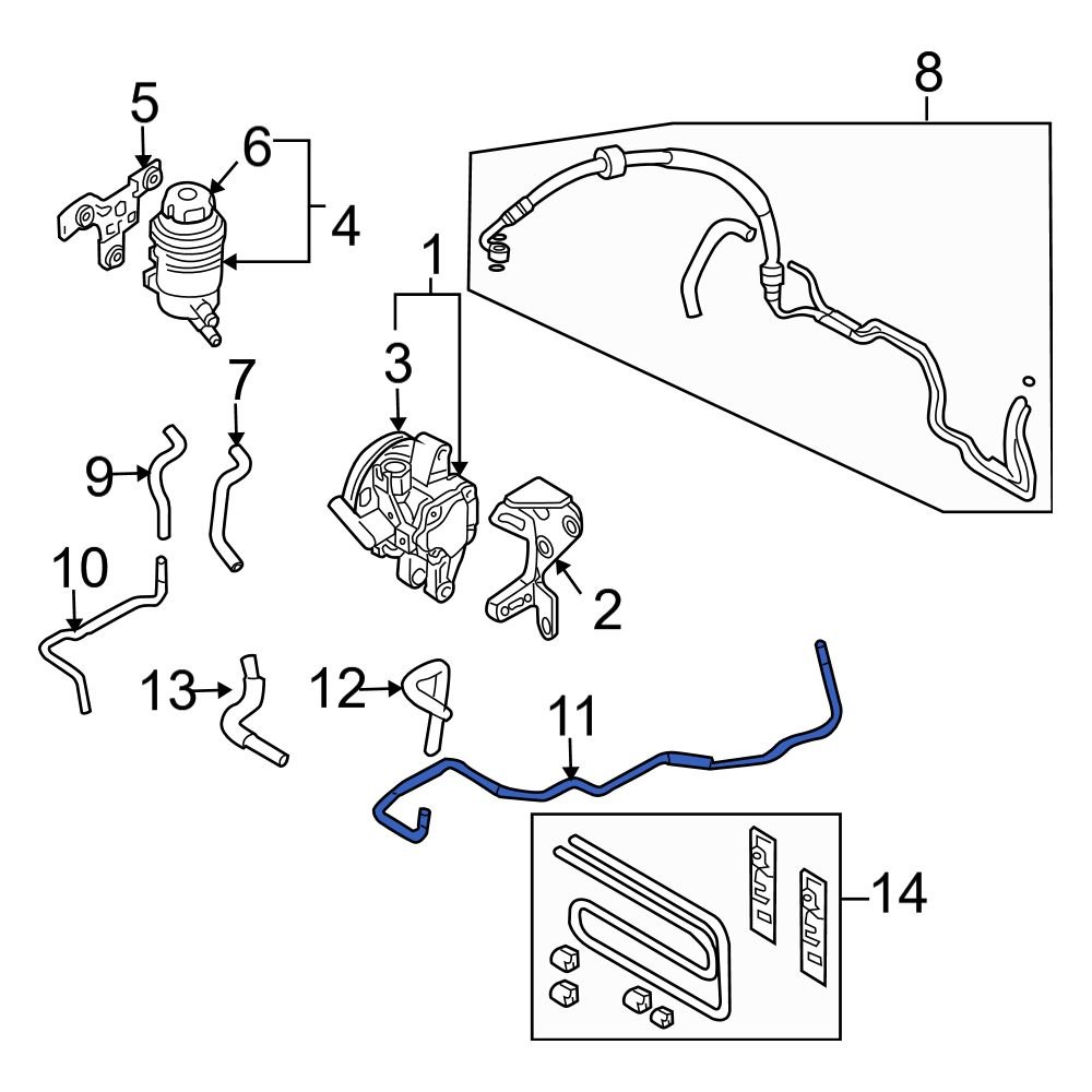 Hyundai OE 575662E000 Front Power Steering Line