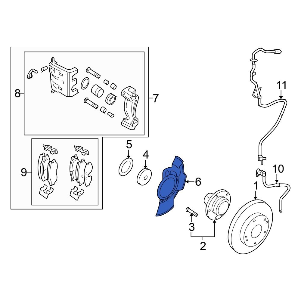 Hyundai OE 582512S000 Rear Left Brake Dust Shield