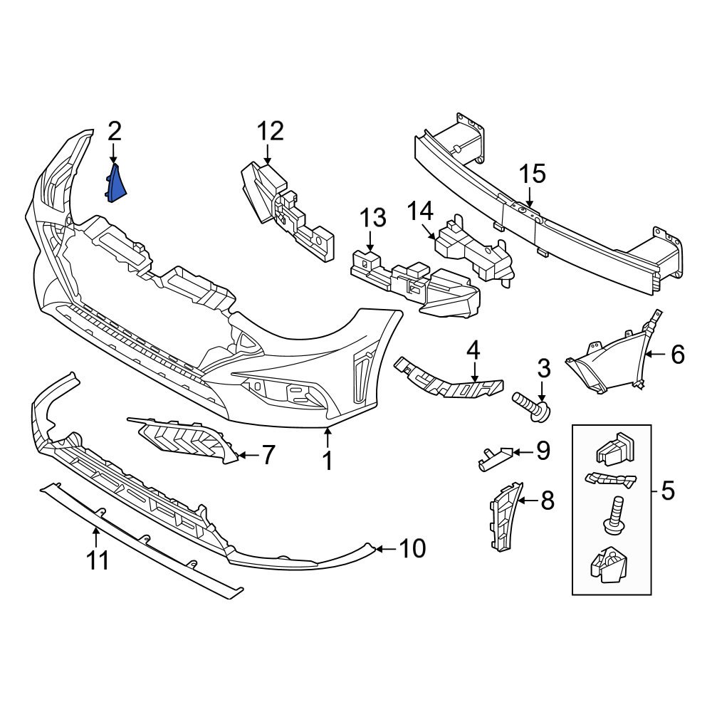 Hyundai OE 86597L1000 Front Left Bumper Corner Cover