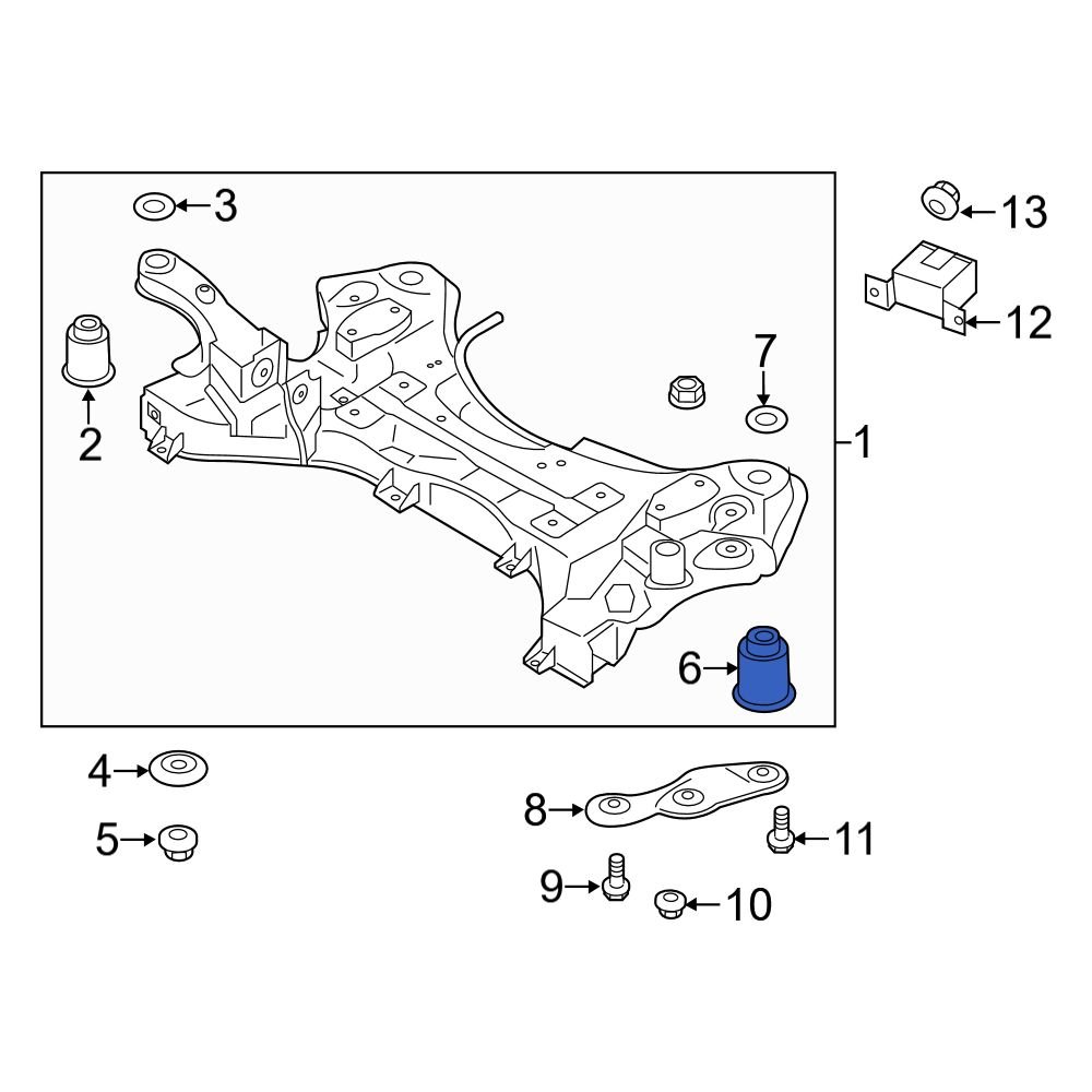 Hyundai OE 624852W000 Front Suspension Crossmember Insulator