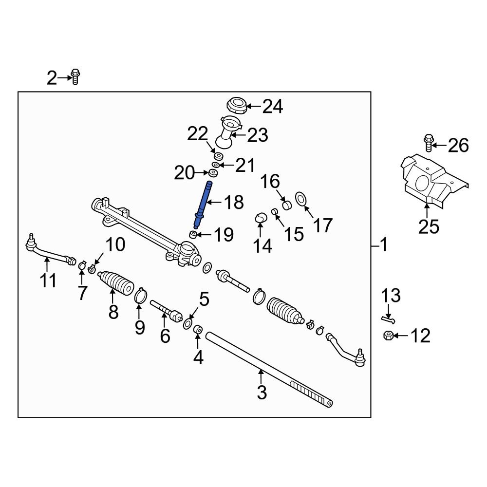 Hyundai OE 565112W100 Front Rack And Pinion Steering Pinion Shaft