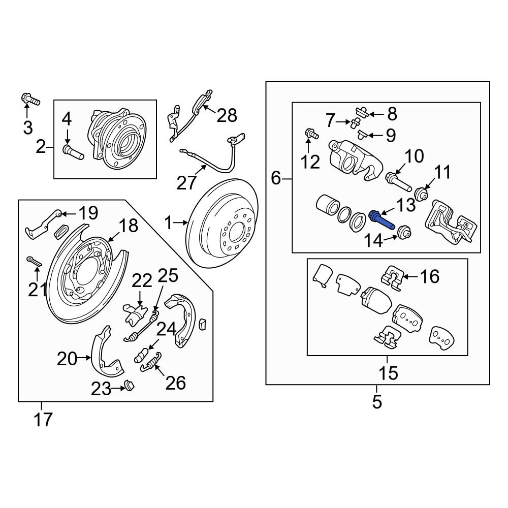 Hyundai OE 581622F300 - Front Lower Disc Brake Caliper Pin
