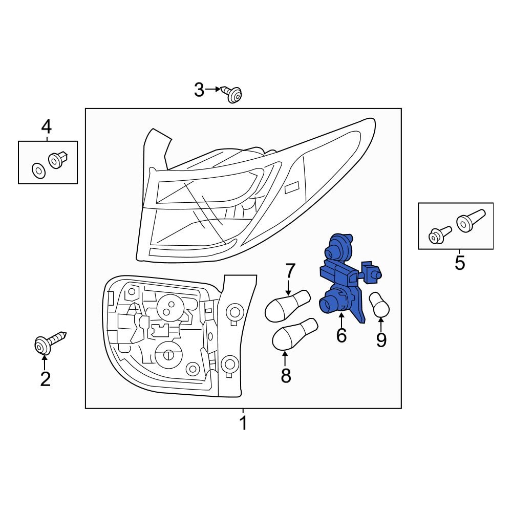 Hyundai OE 92480B8520 Rear Tail Light Socket