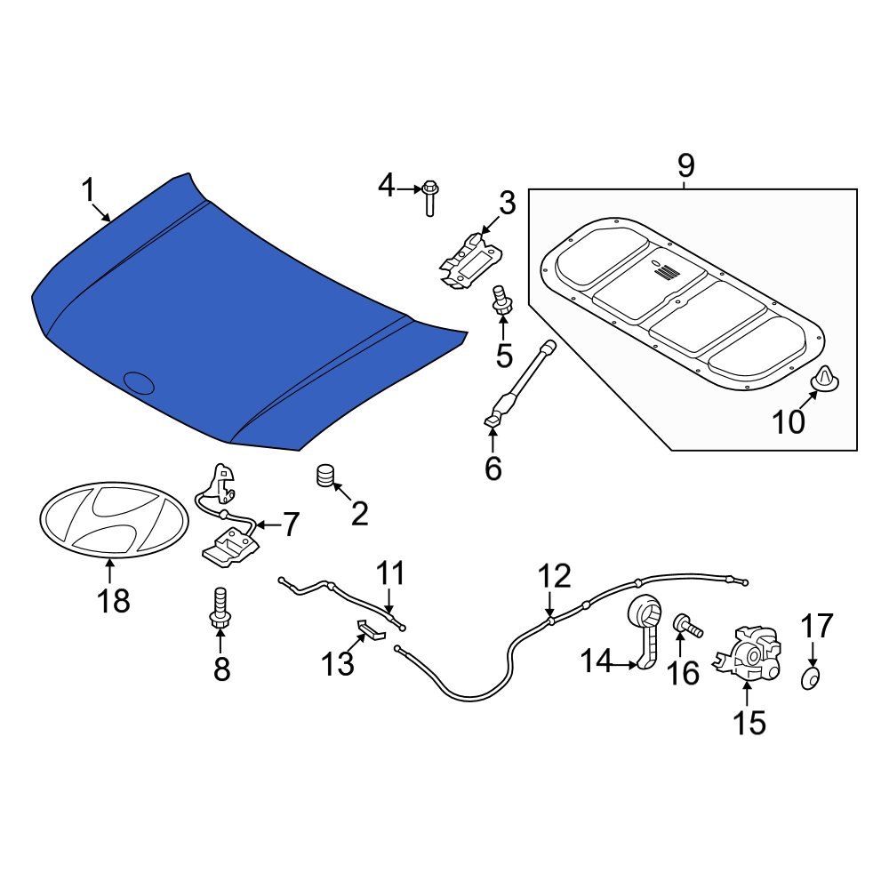 Hyundai OE 66400R6000 Front Hood Panel