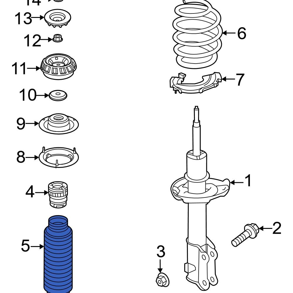 Hyundai OE 54625H8000 Front Suspension Strut Bellows