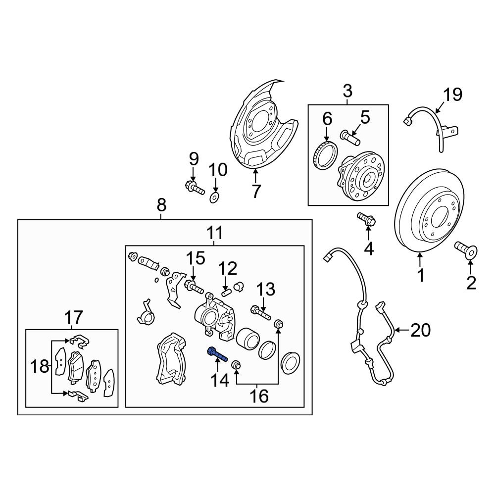 Hyundai OE 582221H000 Rear Upper Disc Brake Caliper Pin