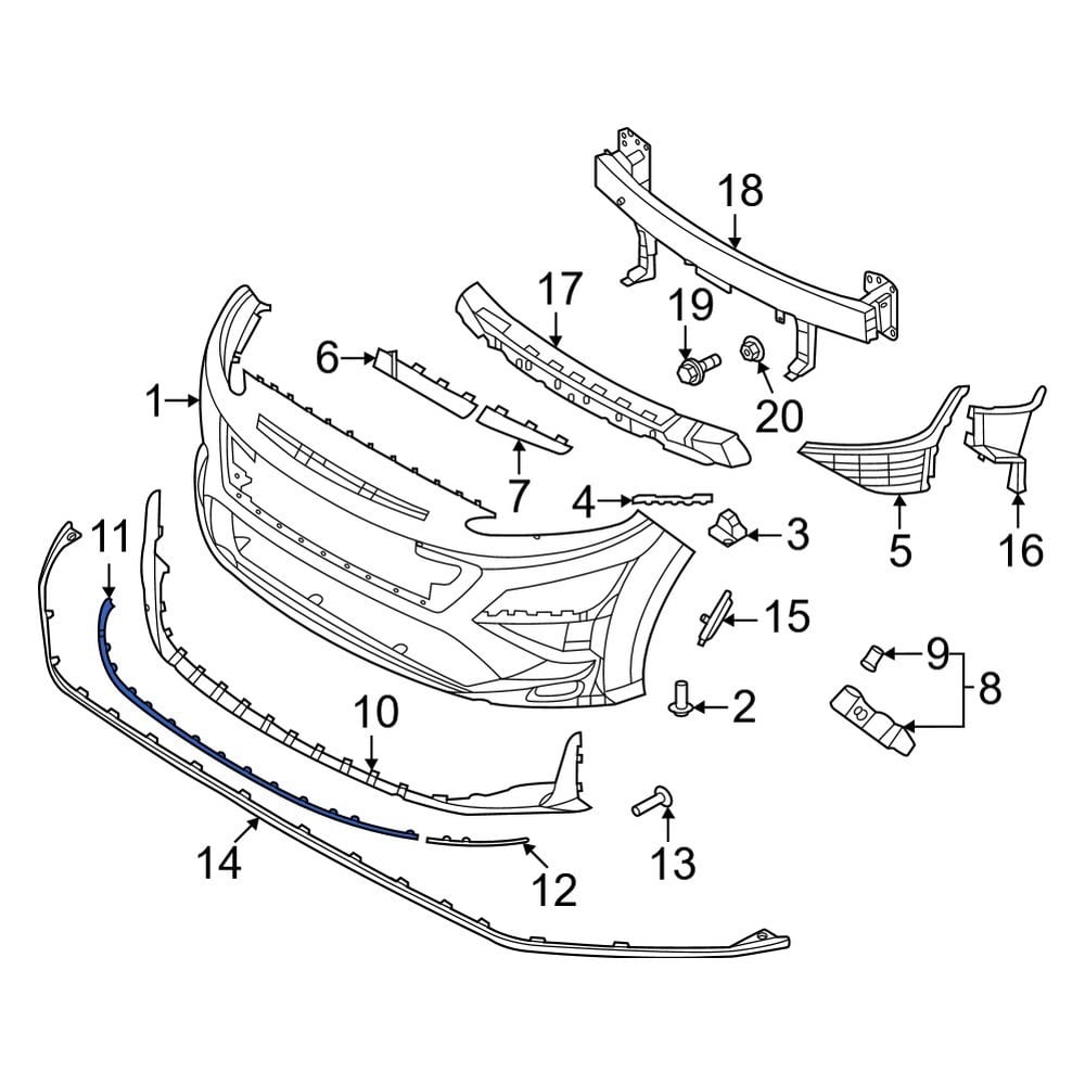 Hyundai OE 86587J9NA0 - Front Lower Center Bumper Trim