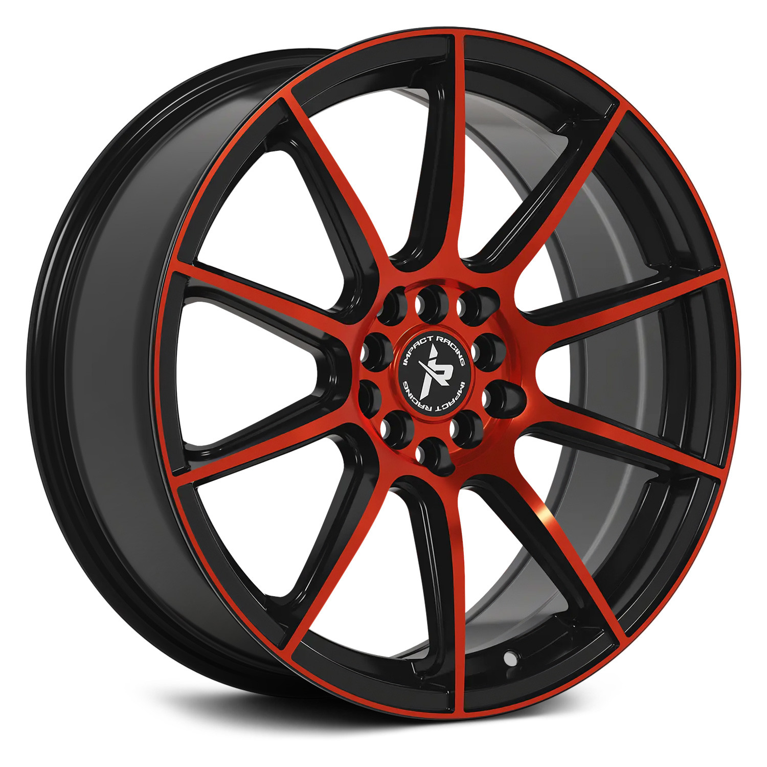IMPACT RACING® 502 Wheels - Gloss Black with Machined Red Face Rims ...