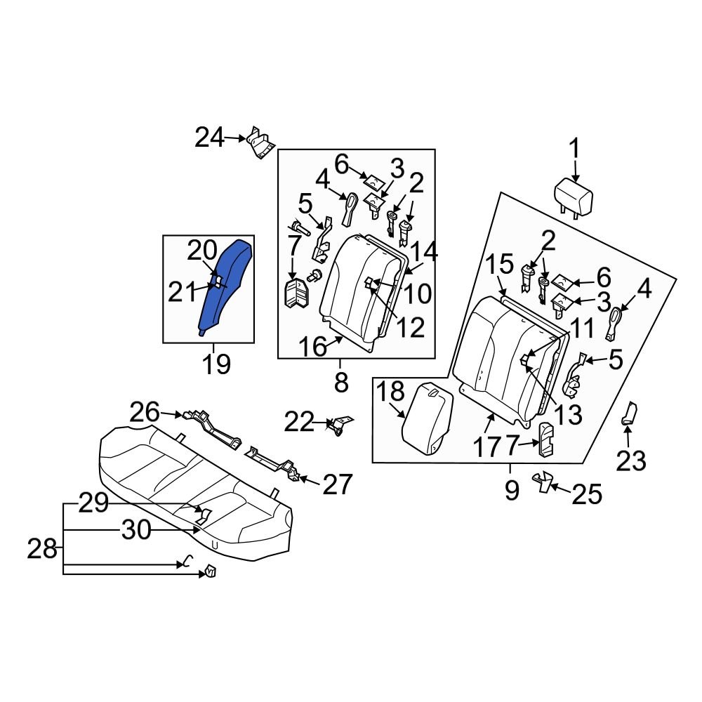 Infiniti OE 886602Y100 Rear Left Seat Back Bolster Assembly