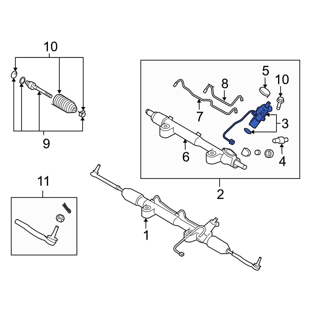 Infiniti OE 49210JK62B Front Rack And Pinion Steering Pinion Shaft
