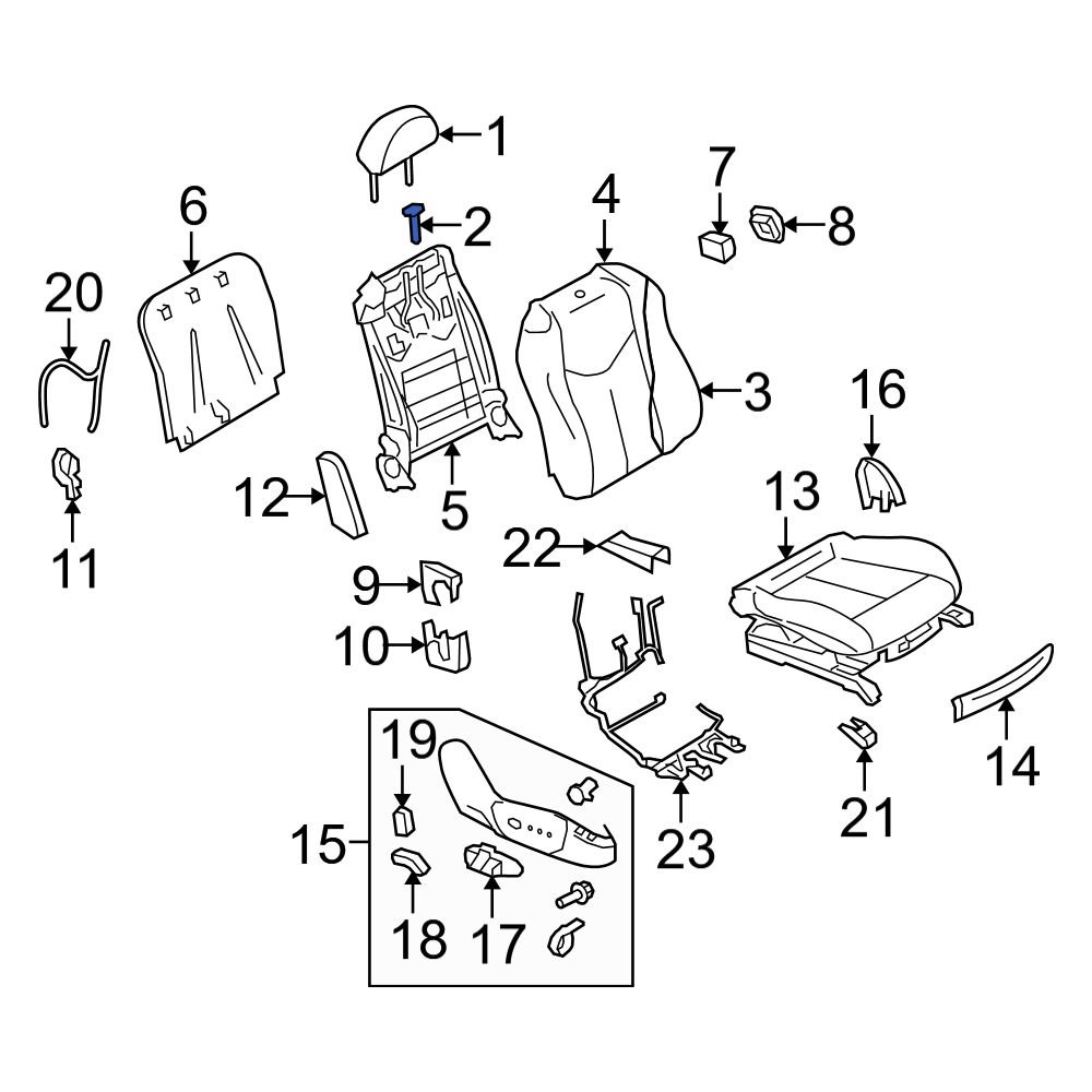 Infiniti OE 87602JJ70B Front Right Headrest Guide