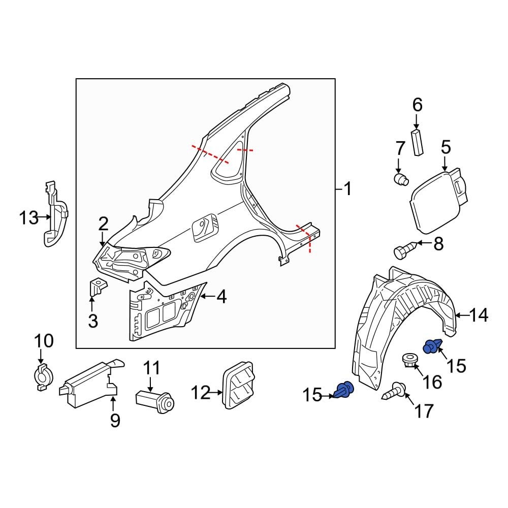 Infiniti OE 0155305131 Quarter Panel Splash Shield Clip