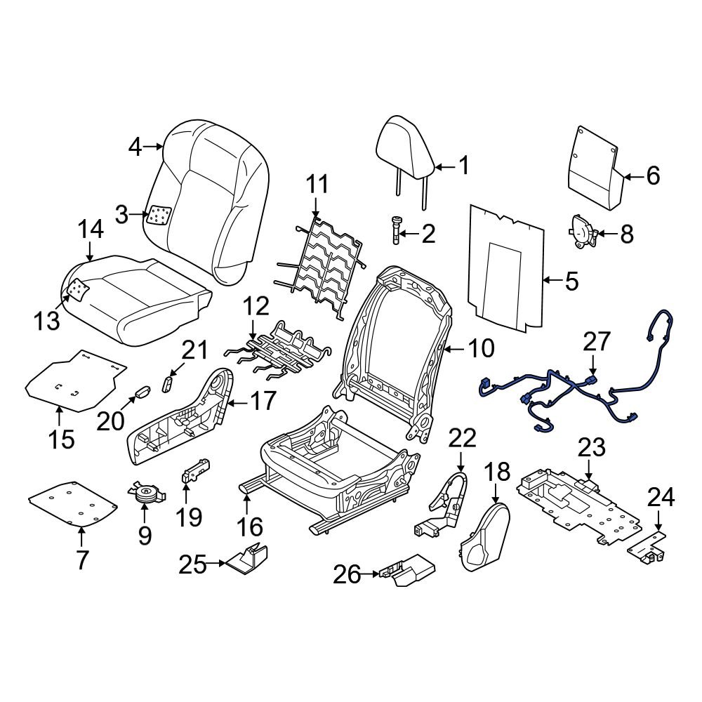 Infiniti OE 870196SA0A Front Right Power Seat Wiring Harness