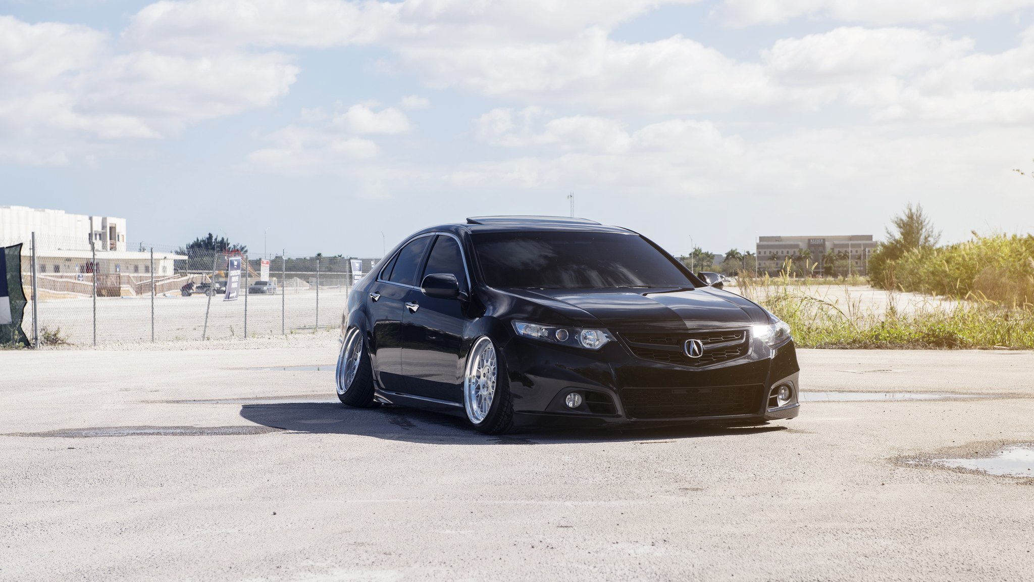 Slammed TSX With Radical Camber and Polished Rotiform Rims - Photo by Rotif...