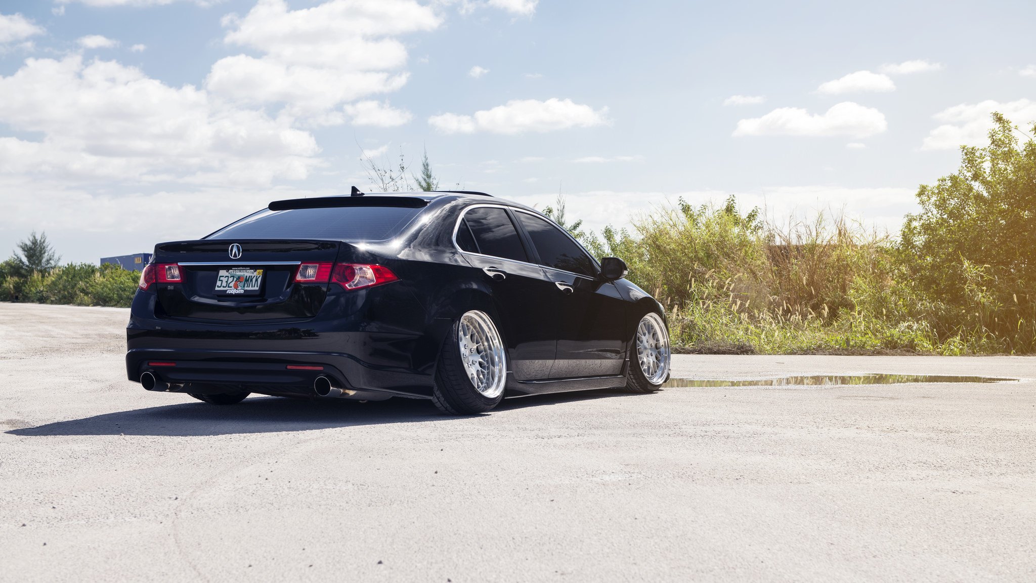 Slammed TSX With Radical Camber and Polished Rotiform Rims.