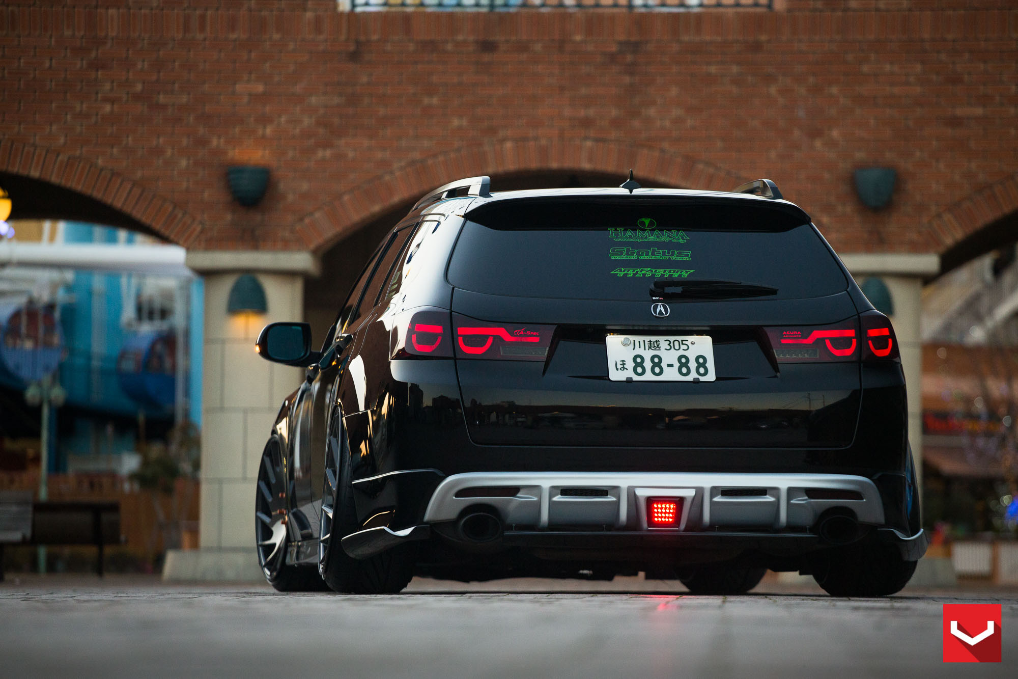 Custom Rear Diffuser with Single Exhaust Tips on Acura TSX - Photo by Vossen