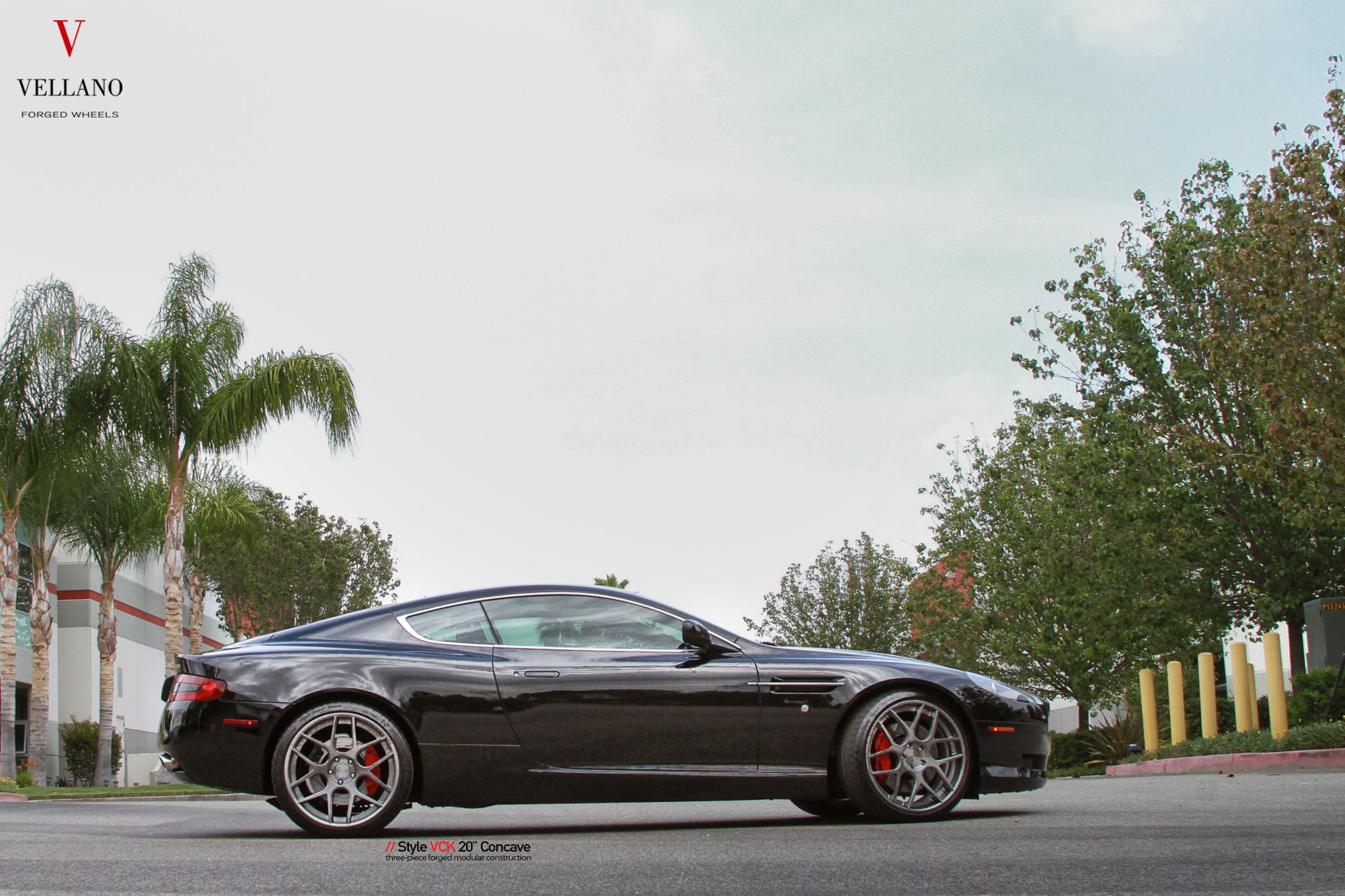 Aftermarket Side Skirts on Black Aston Martin DB9 - Photo by Vellano