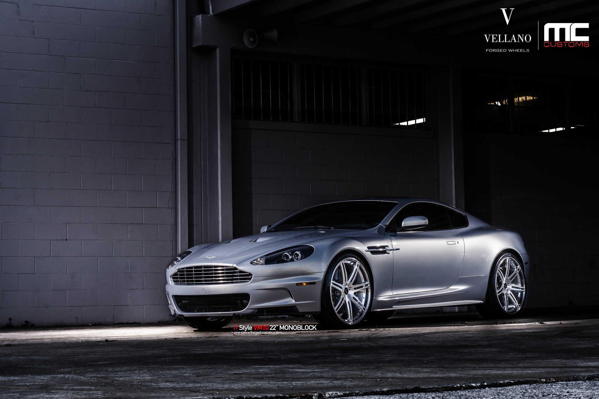 Silver Aston Martin DBS with Custom Halo Headlights - Photo by Vellano