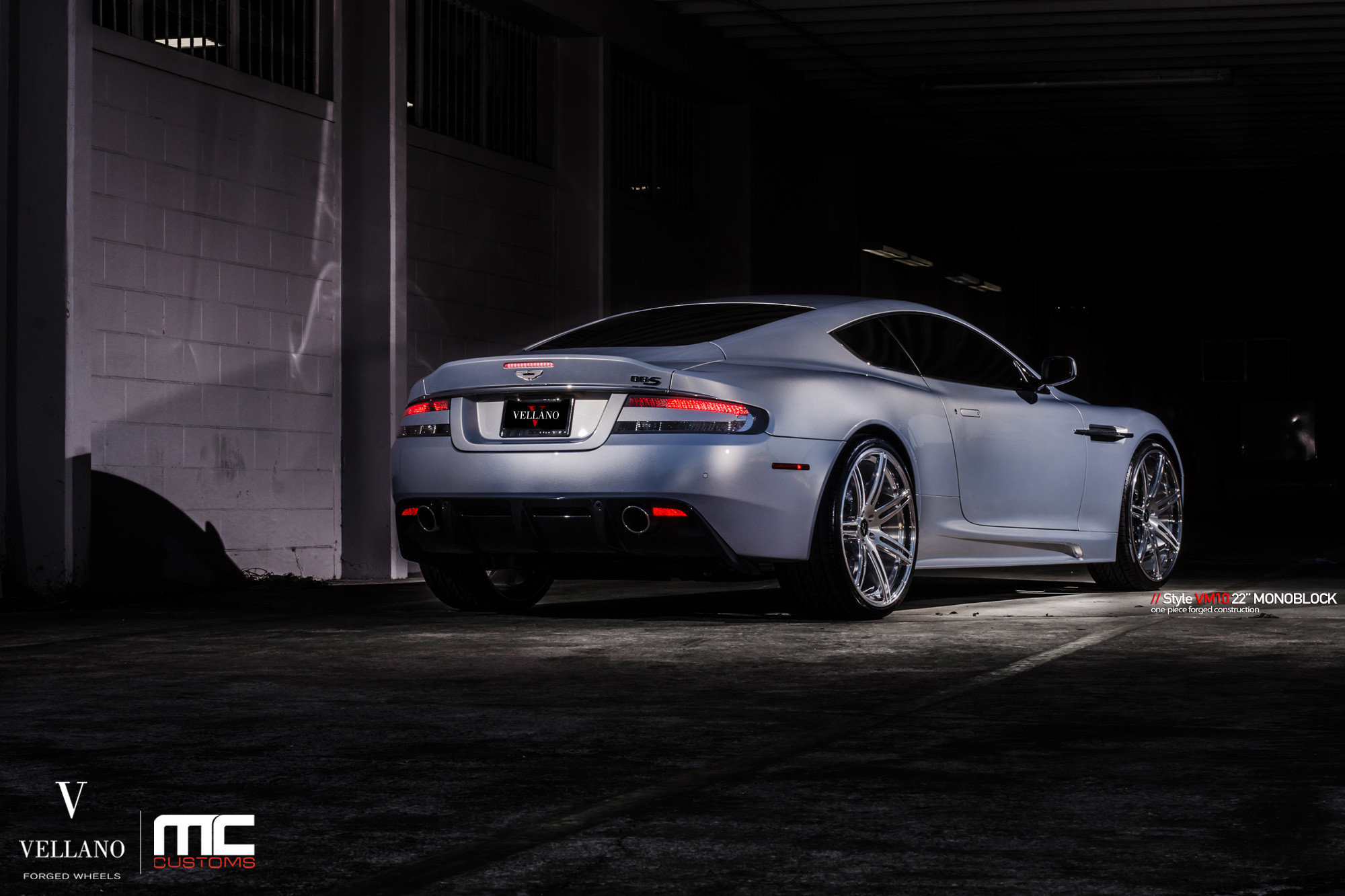 Silver Aston Martin DBS with Custom Rear Diffuser - Photo by Vellano