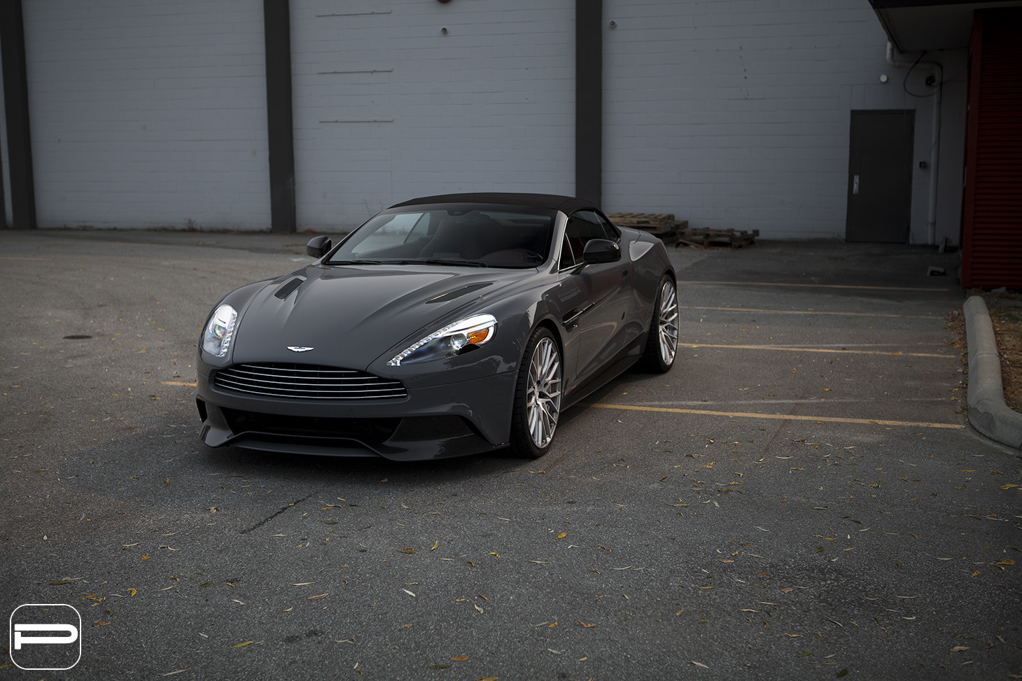 Custom Front Bumper on Gray Aston Martin Vanquish - Photo by PUR Wheels