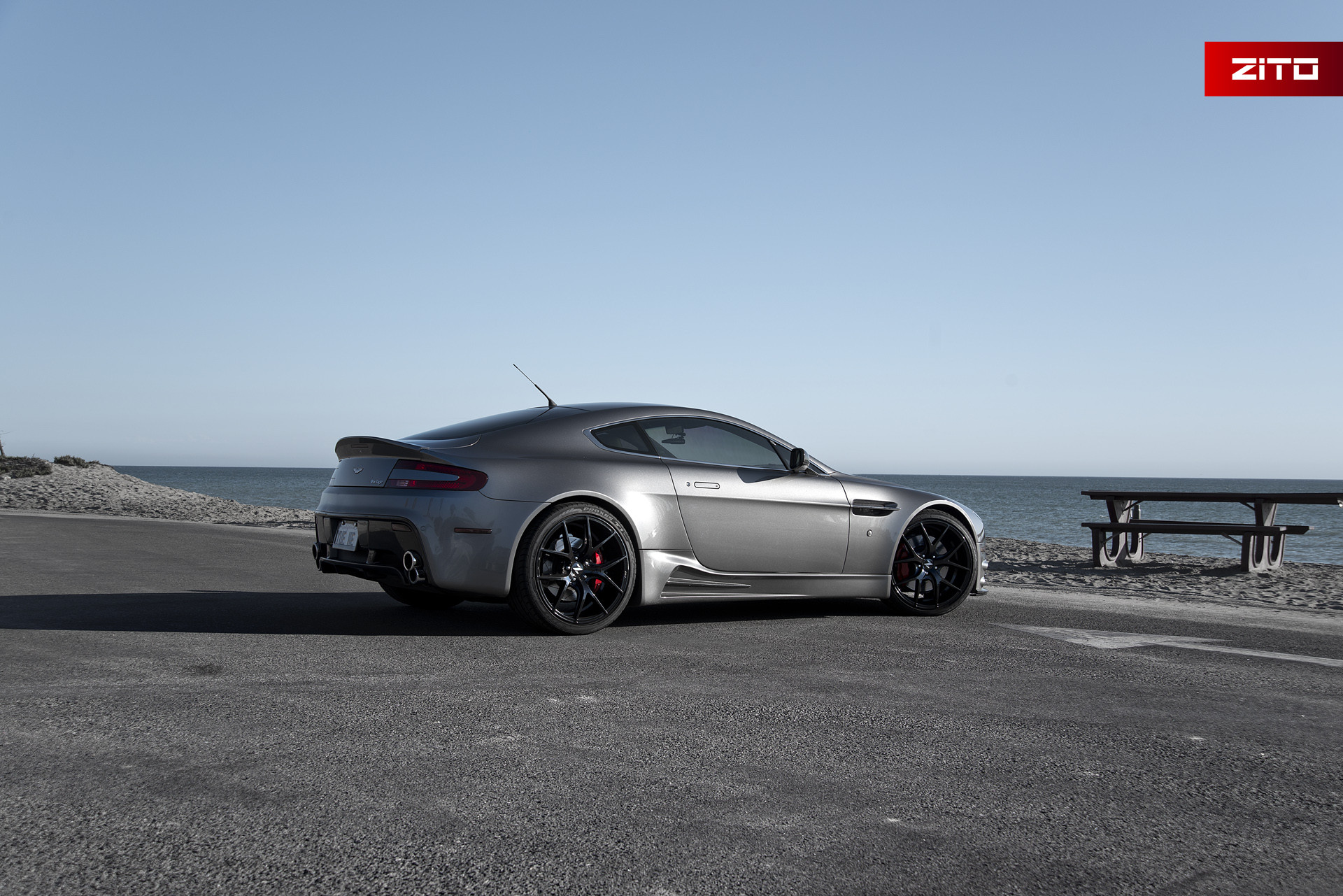 Custom Gray Aston Martin Vantage Side Skirts - Photo by Zito Wheels