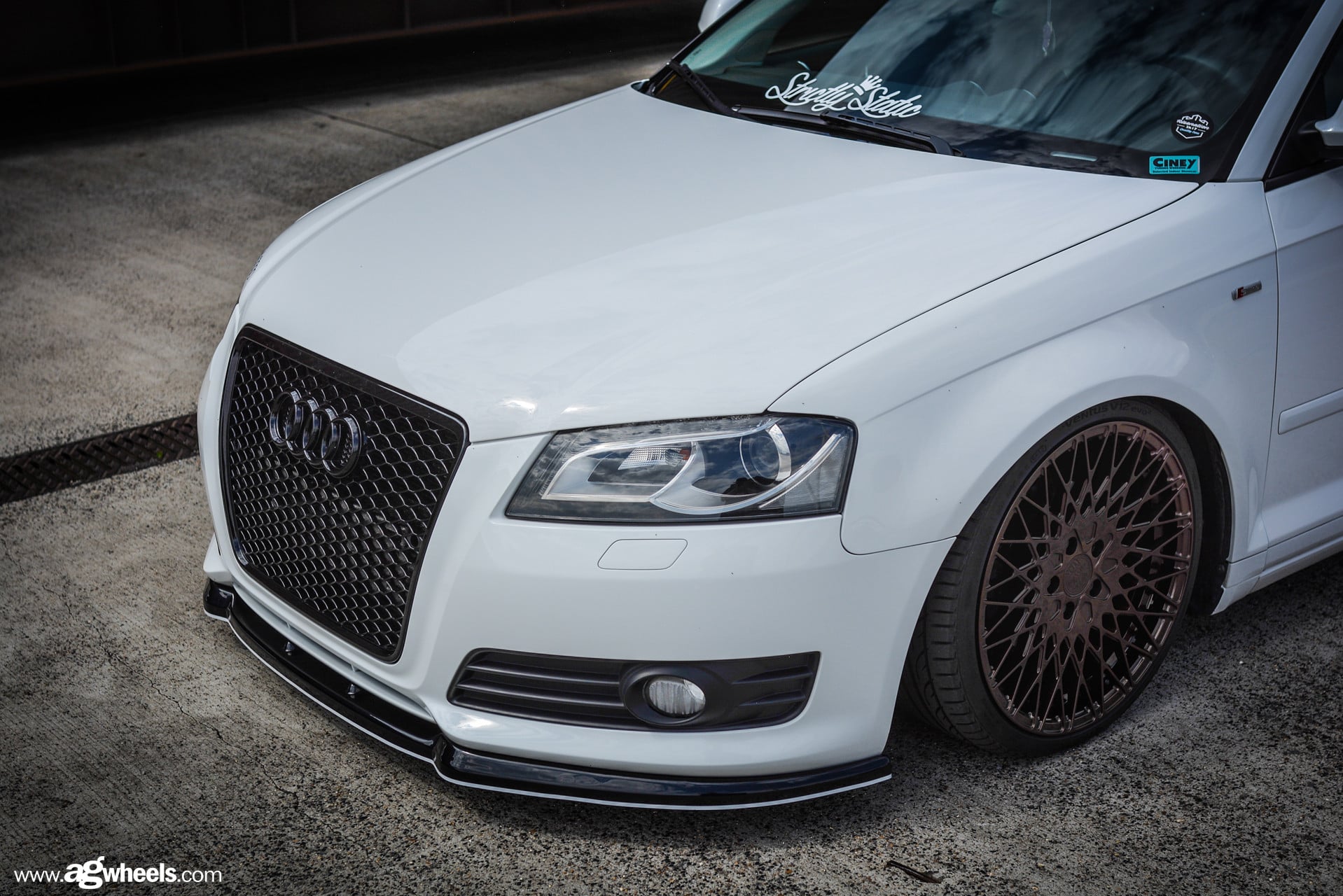 Custom LED Headlights on White Audi A3 - Photo by Avant Garde Wheels