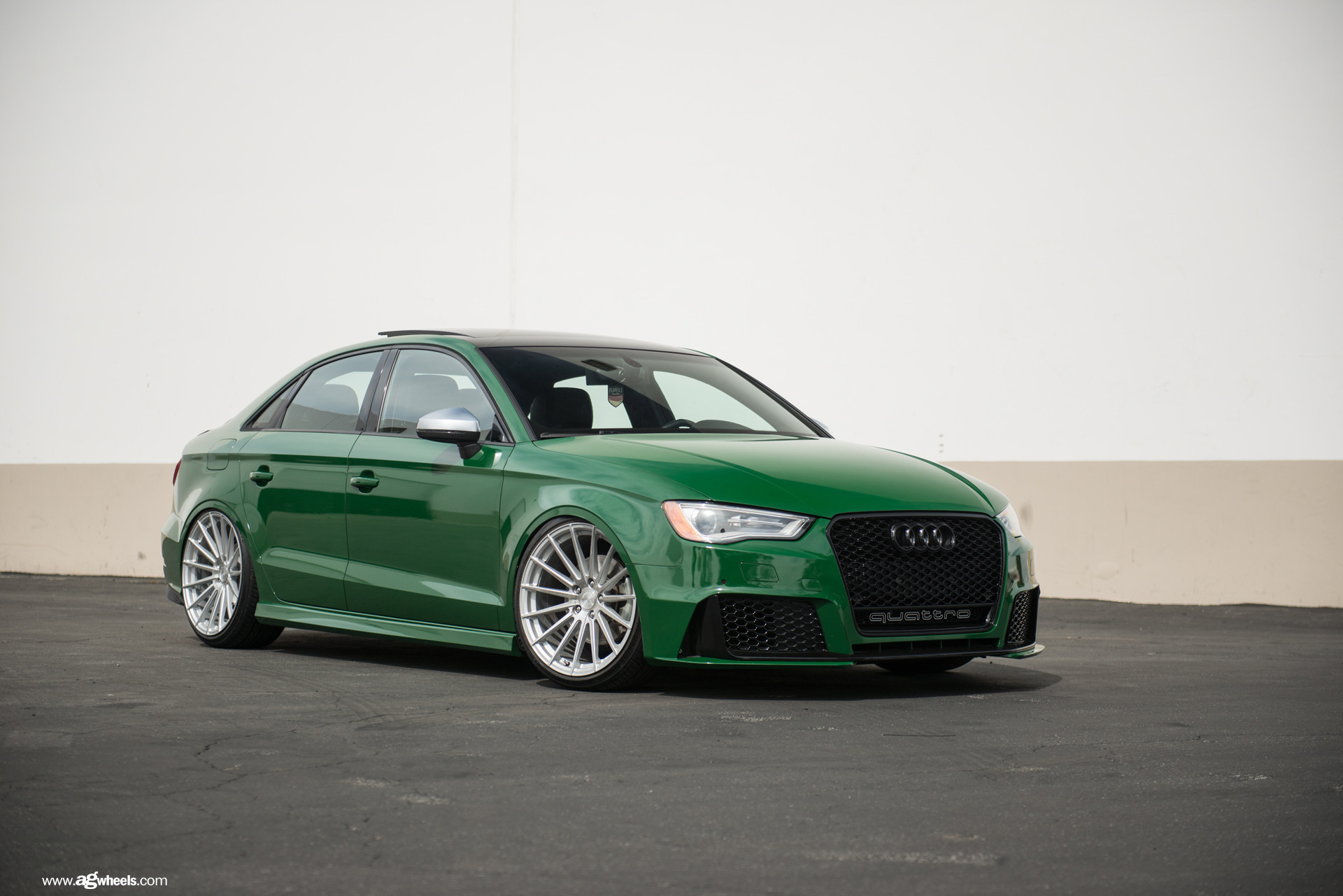 Green Audi A3 with Blacked Out Grille - Photo by Avant Garde Wheels
