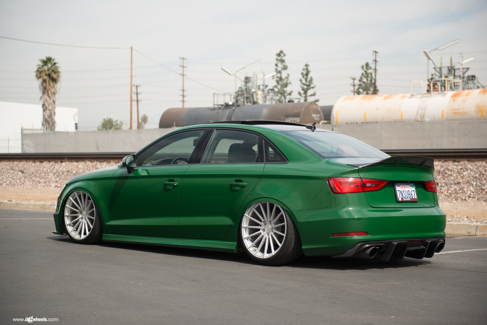Custom Green Audi A3 Carbon Fiber Rear Spoiler - Photo by Avant Garde Wheels