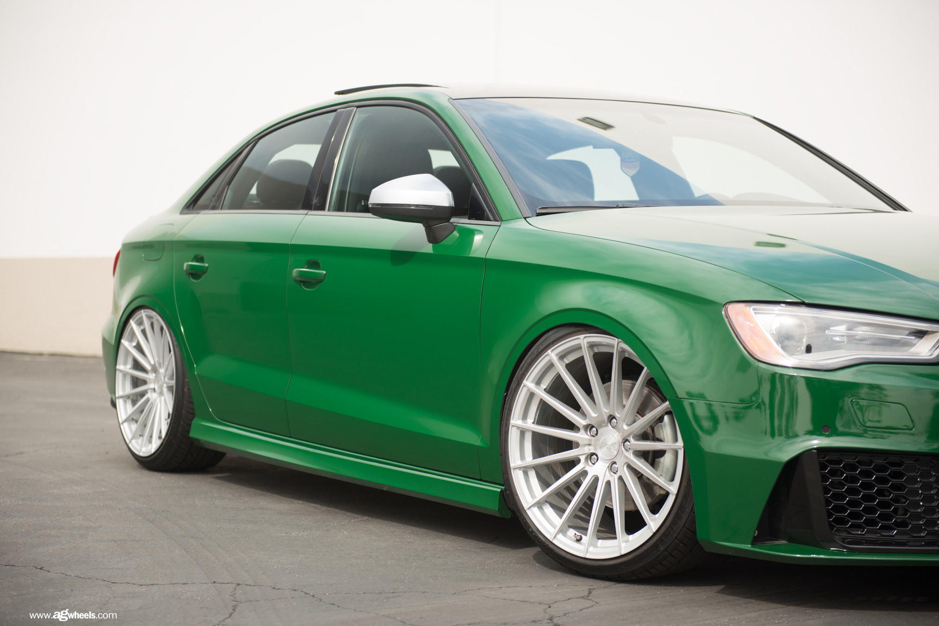 Custom Side Mirrors on Green Audi A3 - Photo by Avant Garde Wheels