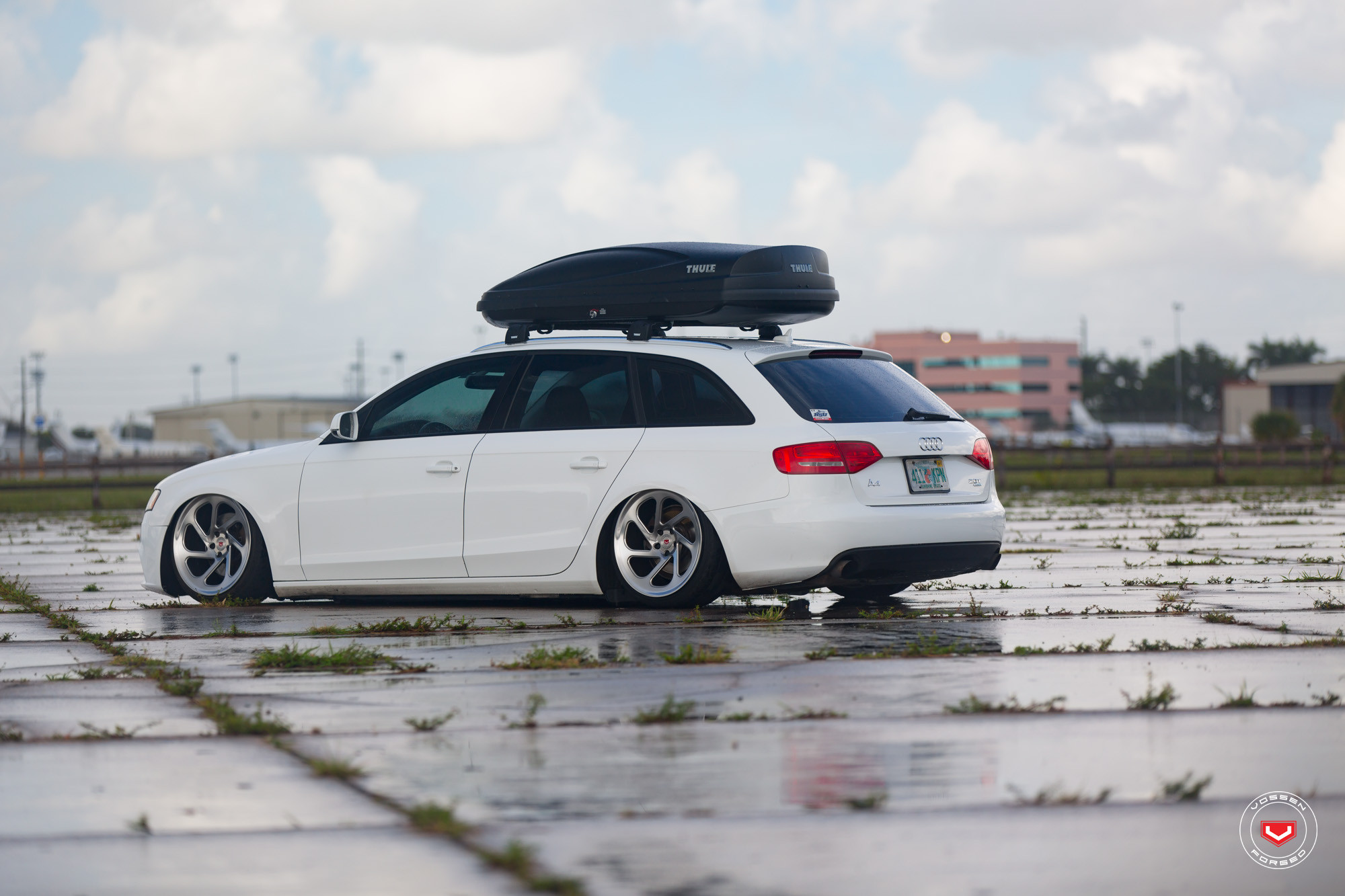 White Audi A4 with Custom Forged Vossen Wheels - Photo by Vossen