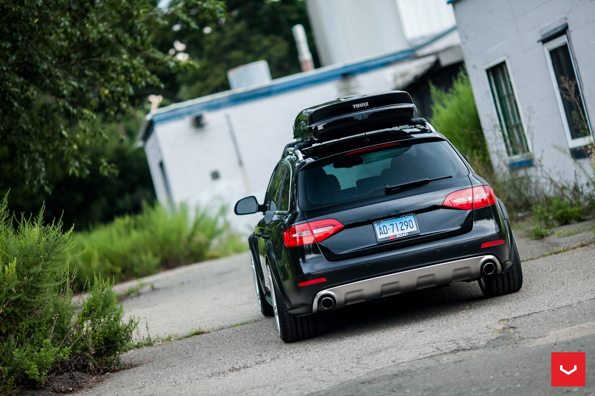 Custom Rear Diffuser on Black Audi A4 - Photo by Vossen