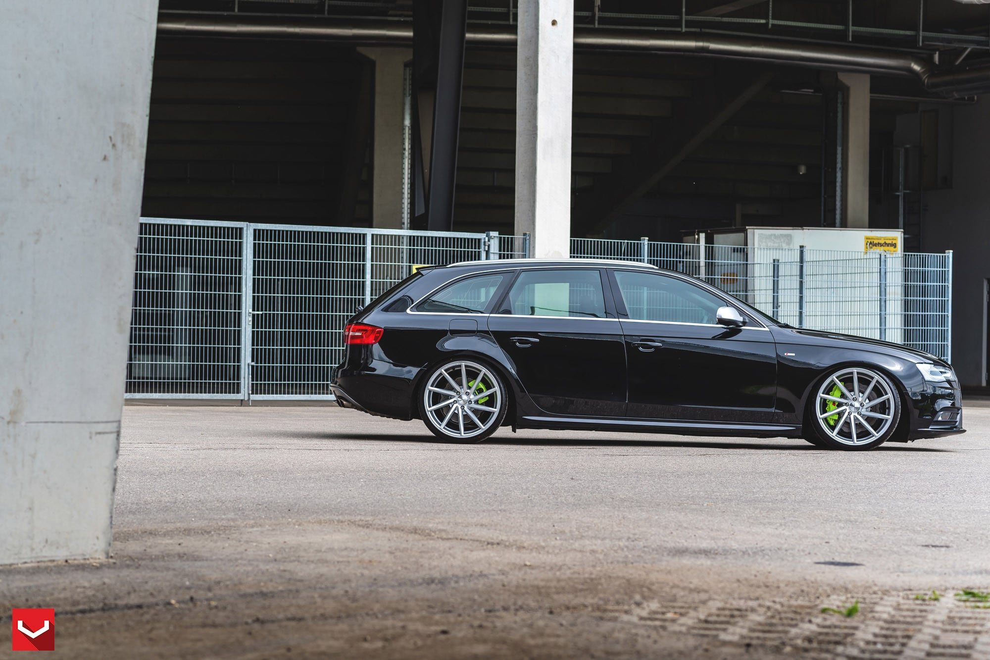 Black Audi A4 on Vossen CVT Rims with Lime Green Brakes - Photo by Vossen